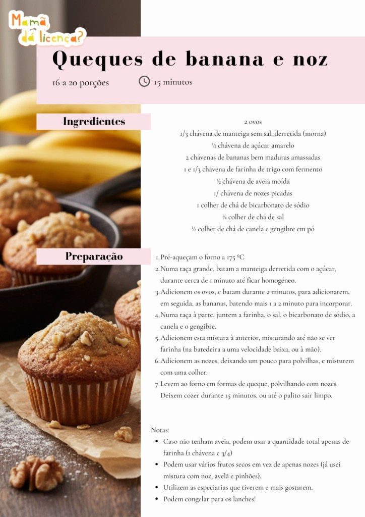 receita queques banana e noz